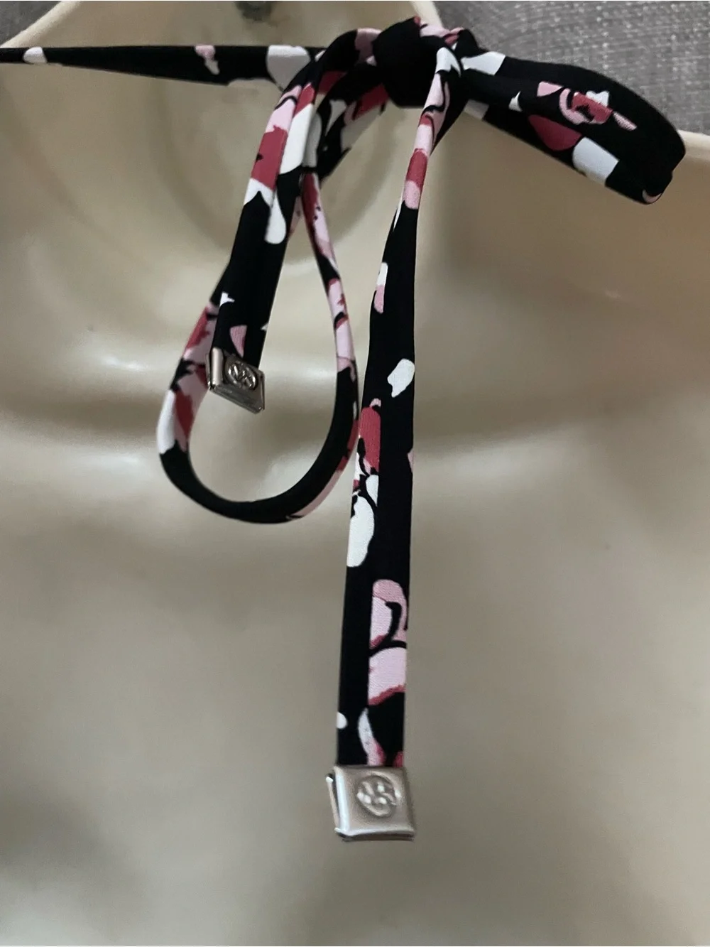 Michael Kors Black Floral Cutout One-Piece Swimsuit with Pink Accents